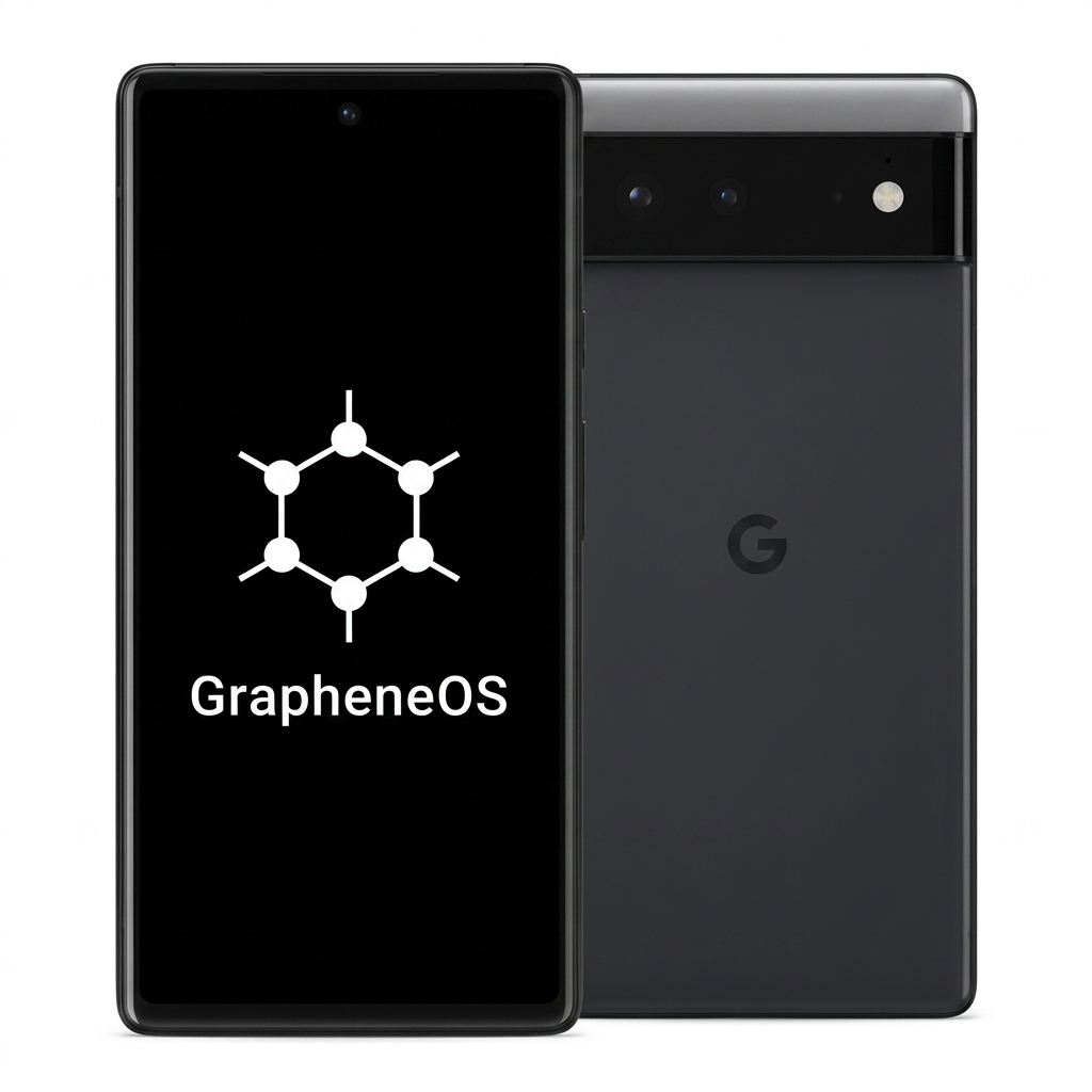 Google Pixel 6 front and back with GrapheneOS