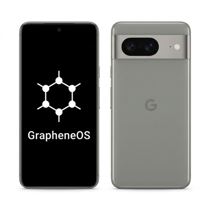 Google Pixel 8 front and back with GrapheneOS