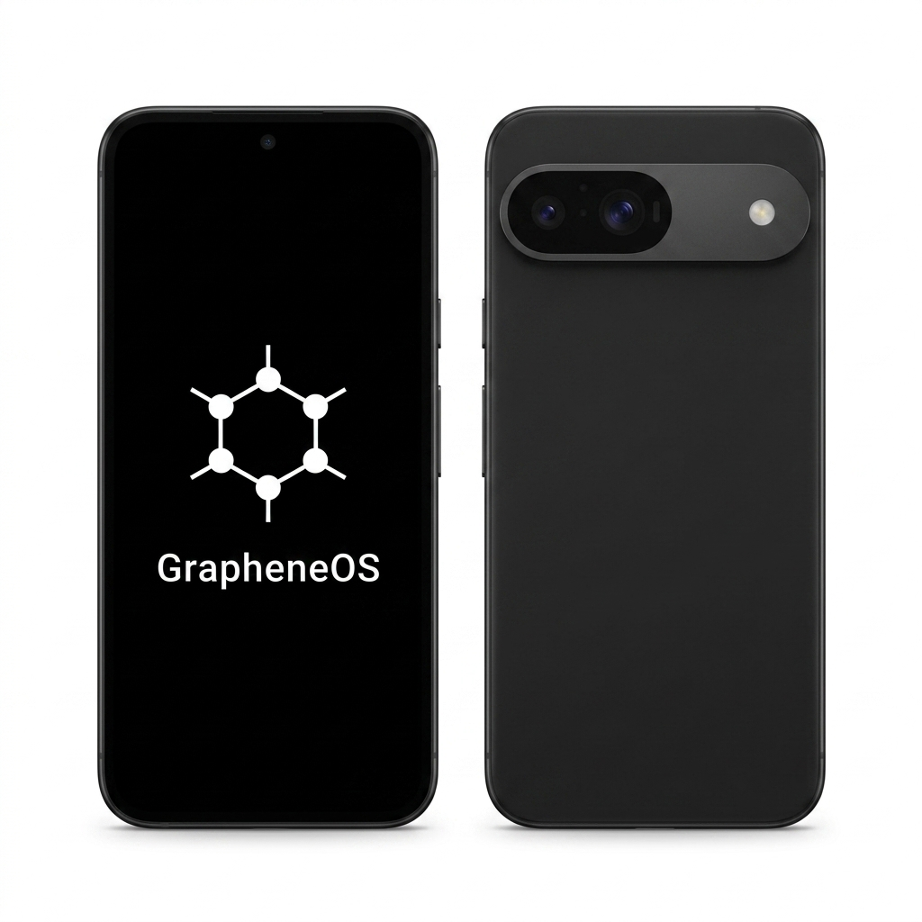 Google Pixel 9a front and back with GrapheneOS