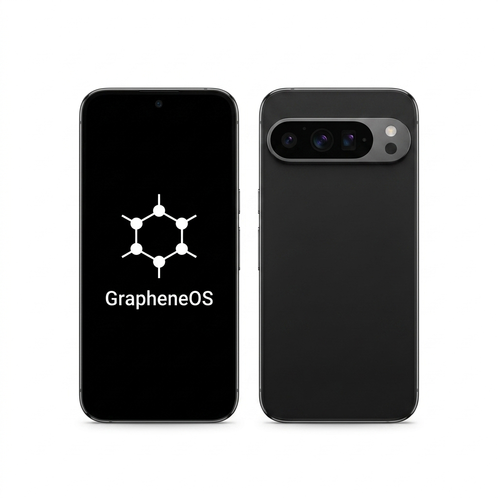 Google Pixel 9 Pro front and back with GrapheneOS