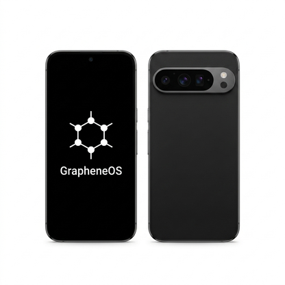 Google Pixel 9 Pro front and back with GrapheneOS