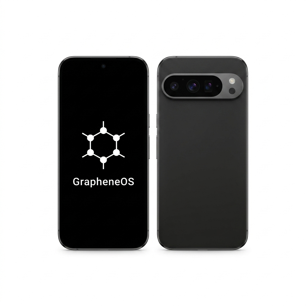 Google Pixel 9 Pro XL front and back with GrapheneOS