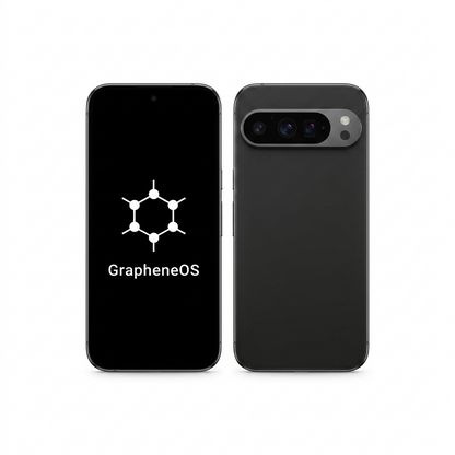 Google Pixel 9 Pro XL front and back with GrapheneOS