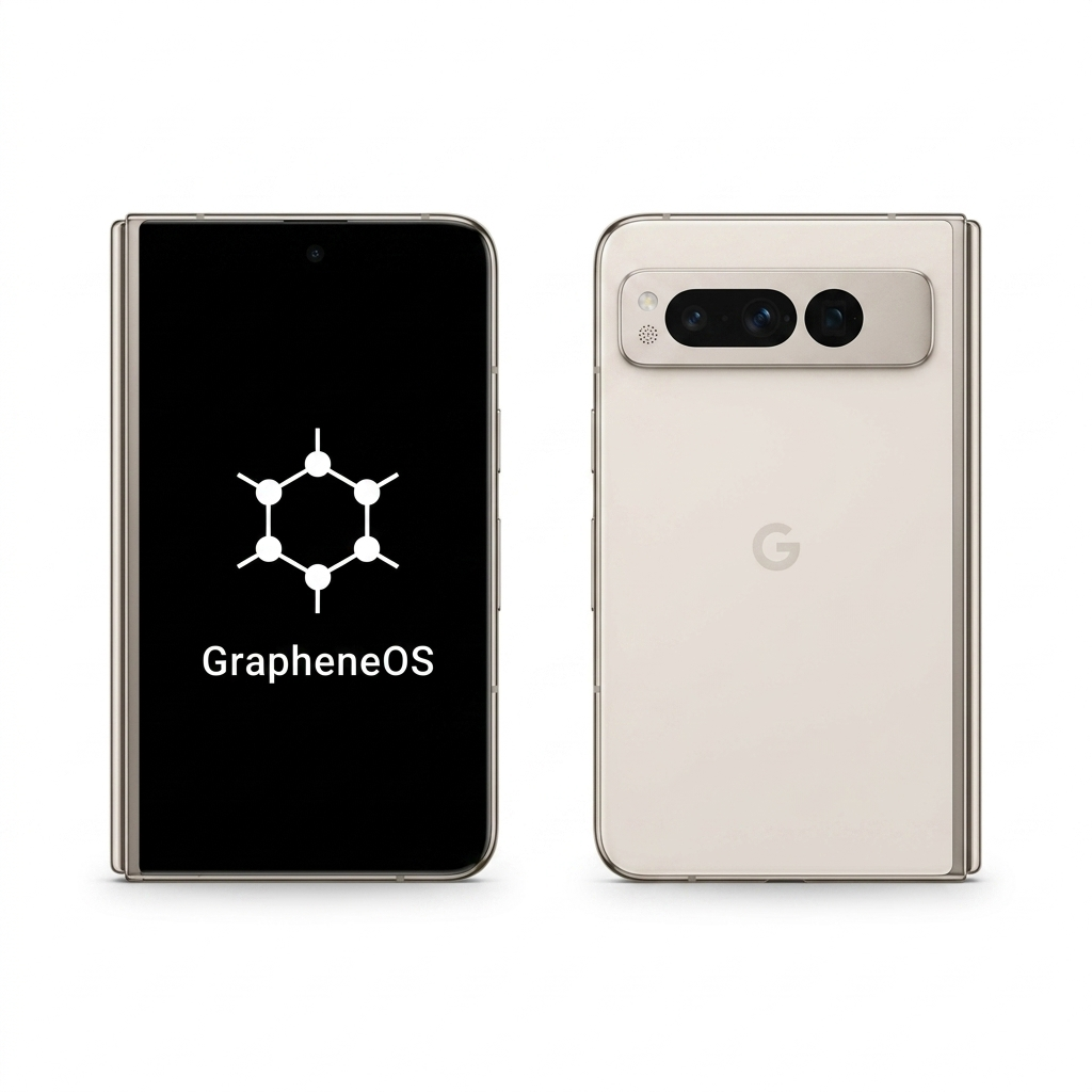 Google Pixel Fold 1st front and back with GrapheneOS