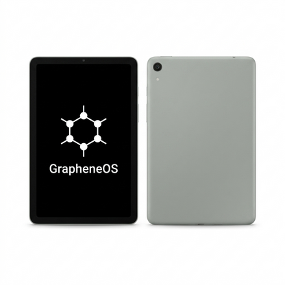 Google Pixel Tablet front and back with GrapheneOS