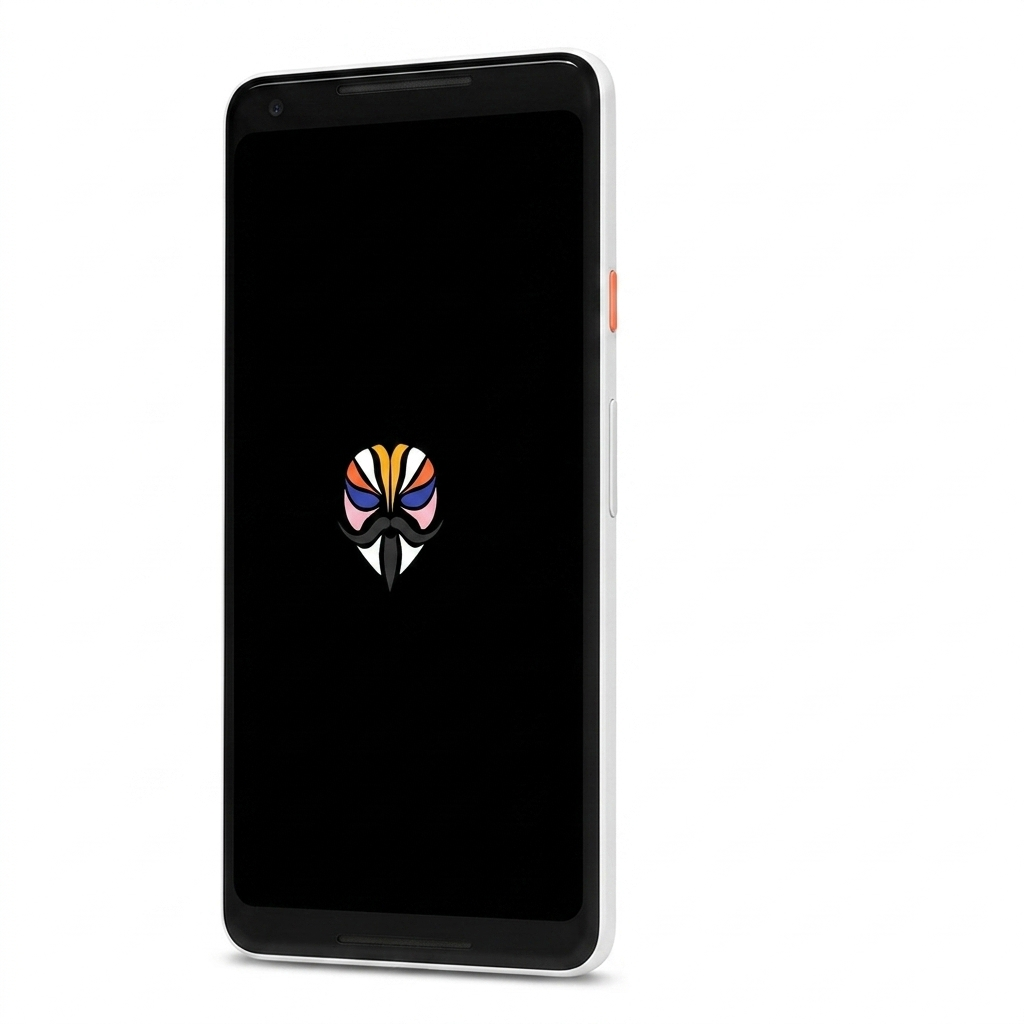 Google Pixel 2 XL angled with Magisk