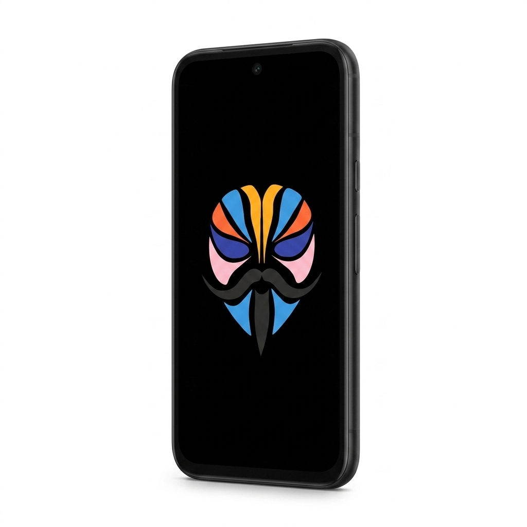 Google Pixel 8a angled with Magisk