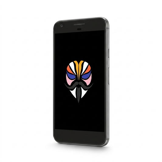 Google Pixel angled with Magisk
