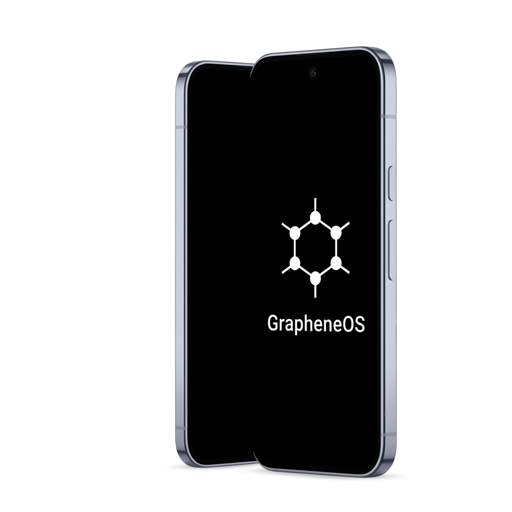 Google Pixel 10 Pro angled with GrapheneOS