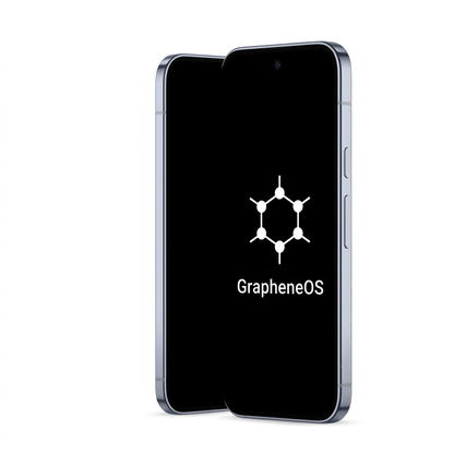 Google Pixel 10 Pro angled with GrapheneOS