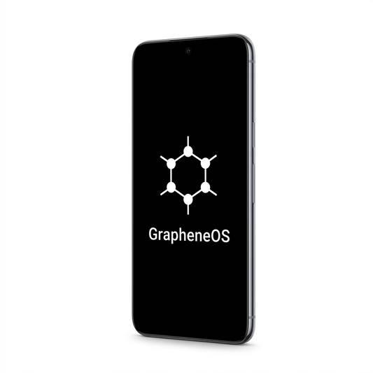 Google Pixel 10 Pro XL angled with GrapheneOS