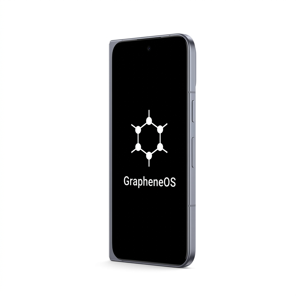 Google Pixel 10 Pro Fold angled with GrapheneOS