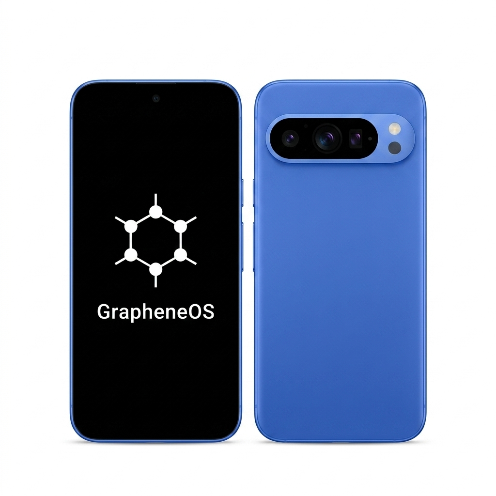 Google Pixel 10 front and back with GrapheneOS