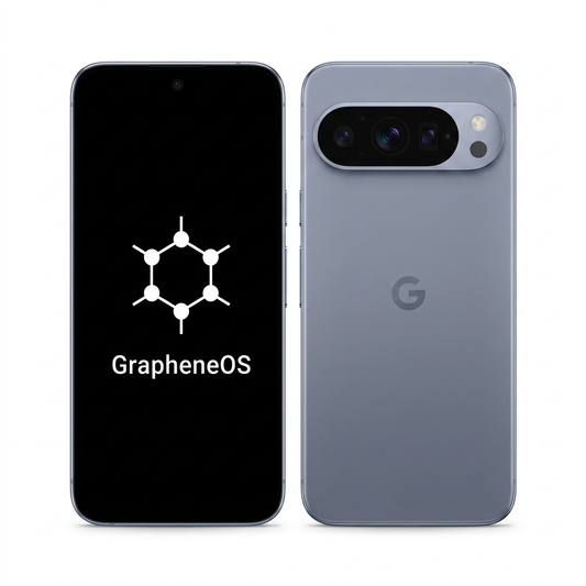 Google Pixel 10 Pro front and back with GrapheneOS