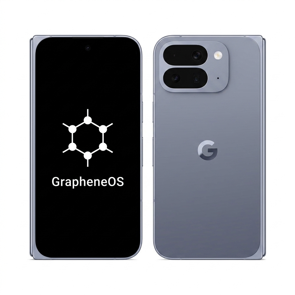 Google Pixel 10 Pro Fold front and back with GrapheneOS