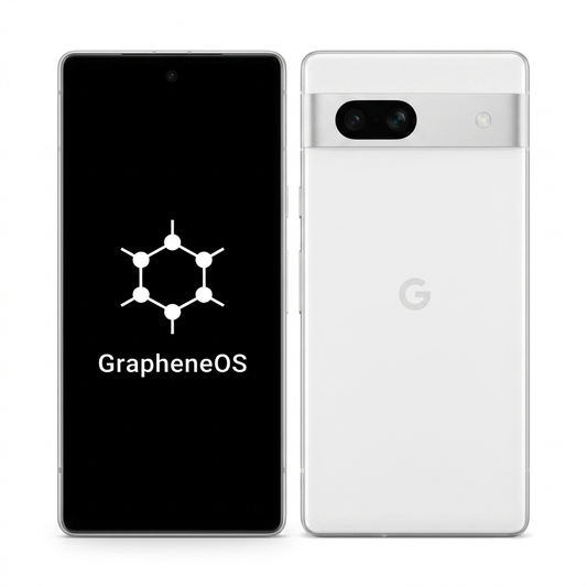 Google Pixel 7a front and back with GrapheneOS