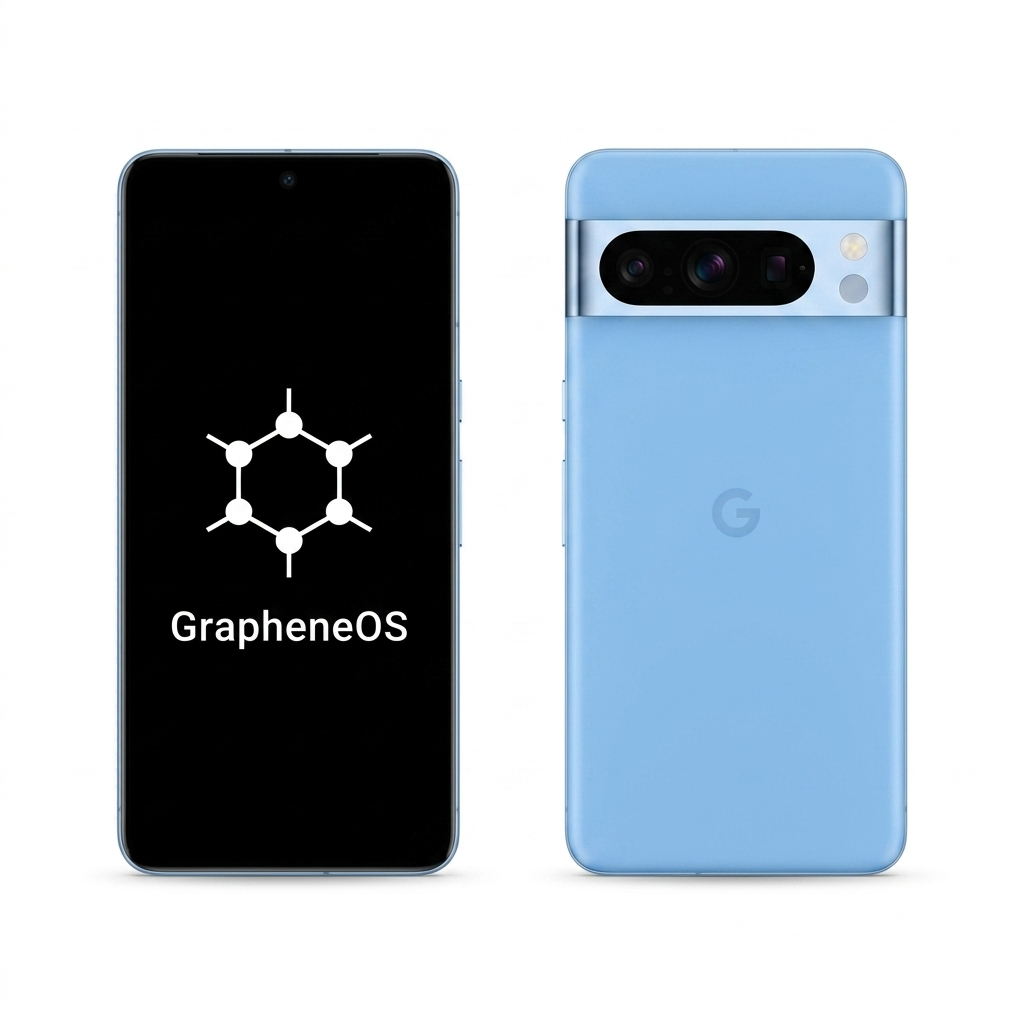Google Pixel 8 Pro front and back with GrapheneOS