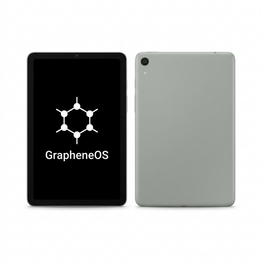 Google Pixel Tablet front and back with GrapheneOS