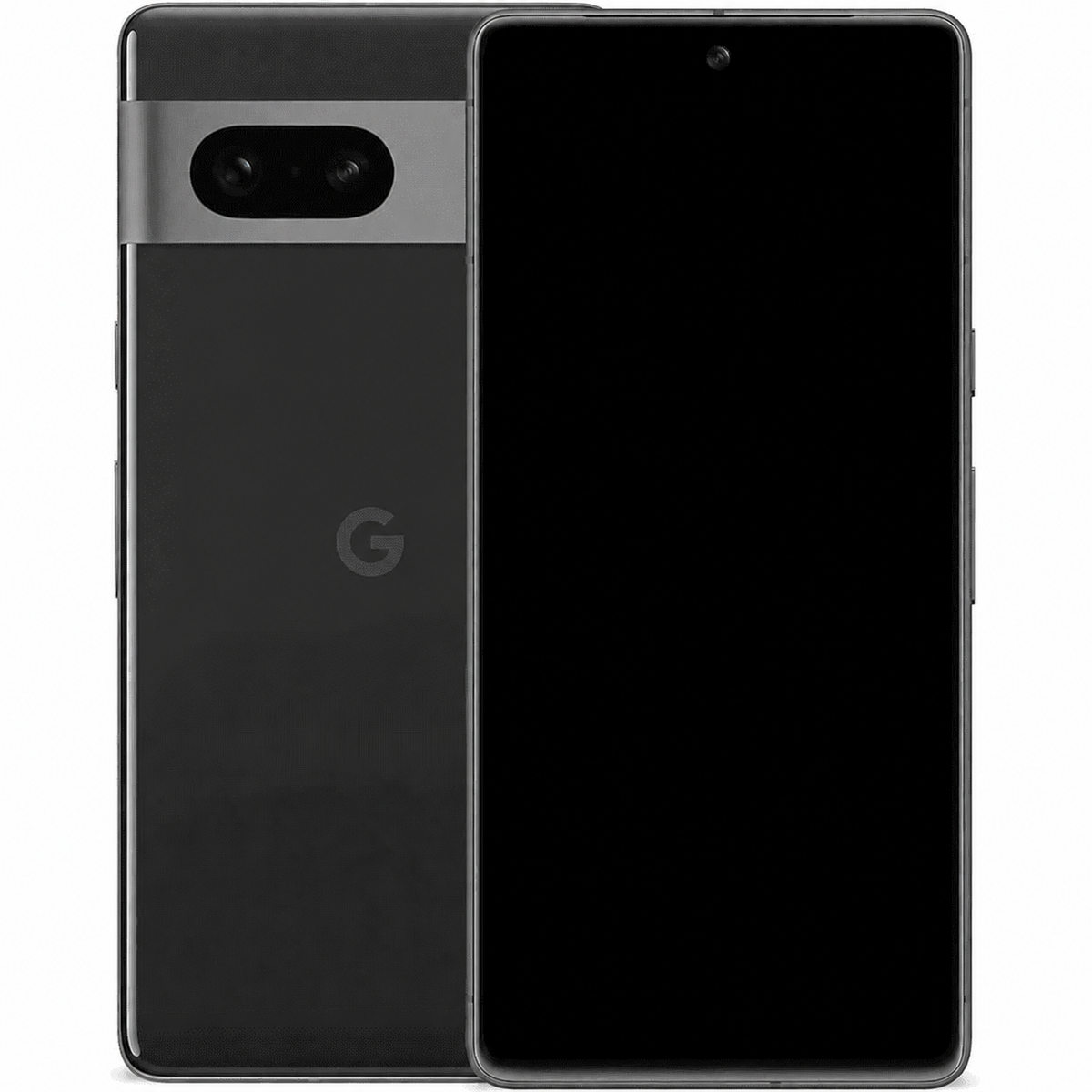 Google Pixel 7 in Obsidian, front and rear