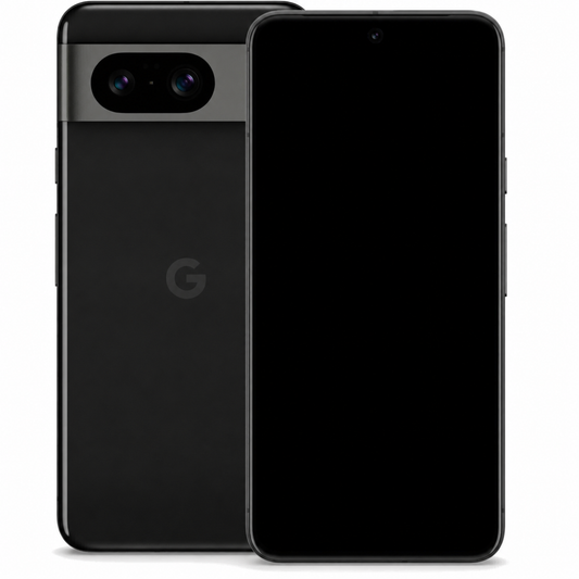 Google Pixel 8 in Obsidian with a neutral screen