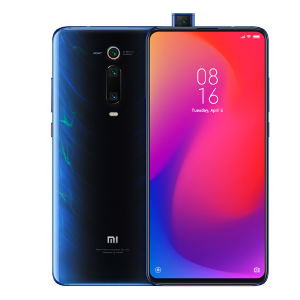 Xiaomi Mi 9T Pro in Blue, front and rear views